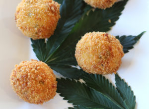Chicken croquettes at the Sonoma Cannabis Company's wine and weed dinner in Sonoma County, Sonoma Heather Irwin/PD